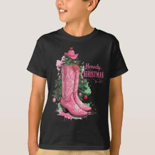 Westers, Howdy Kerstmis En Boom, Nk Cowboy Laars T-shirt