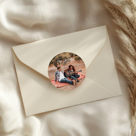 Westers koppel fotohuwelijk ronde sticker