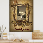 westers land cowboy huwelijksfoto Poster (Keuken)