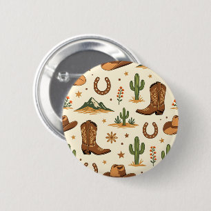 Westers landthema met cactus ronde button 5,7 cm
