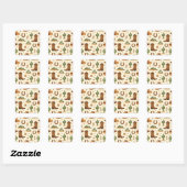 Westers landthema met cactus vierkante sticker (Vel)