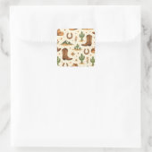 Westers landthema met cactus vierkante sticker (Tas)