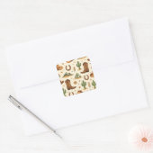 Westers landthema met cactus vierkante sticker (Envelop)