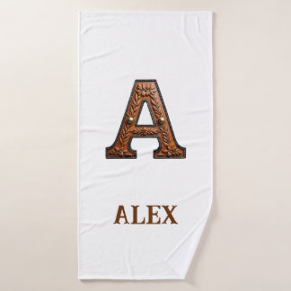 Westers Leren Initiaal Monogram A Badhanddoek