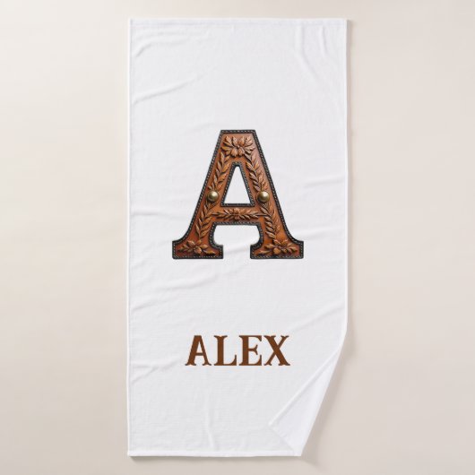 Westers Leren Initiaal Monogram A Badhanddoek (Badhanddoek)