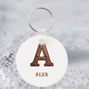 Westers Leren Initiaal Monogram A Sleutelhanger