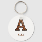 Westers Leren Initiaal Monogram A Sleutelhanger (Voorkant)