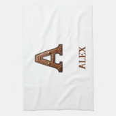 Westers Leren Initiaal Monogram A Theedoek (Verticaal)