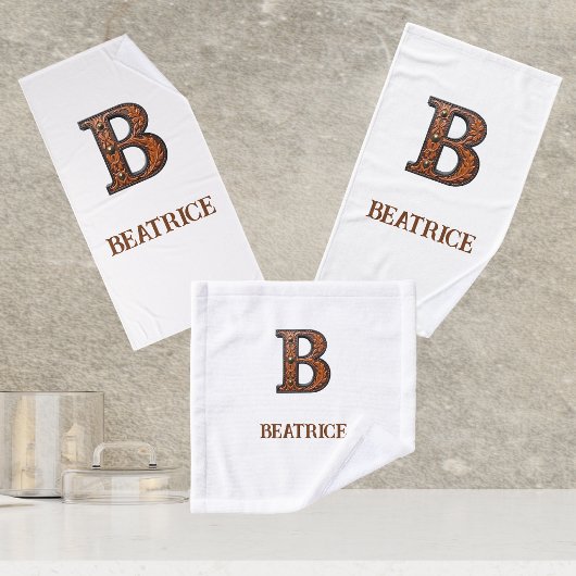 Westers Leren Initiaal Monogram B Bad Handdoek