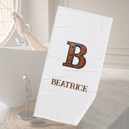 Westers Leren Initiaal Monogram B Badhanddoek