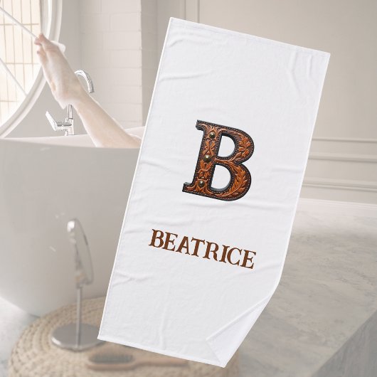 Westers Leren Initiaal Monogram B Badhanddoek