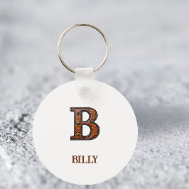 Westers Leren Initiaal Monogram B Sleutelhanger