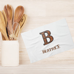 Westers Leren Initiaal Monogram B Theedoek