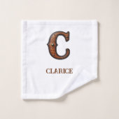 Westers Leren Initiaal Monogram C Bad Handdoek (Wasdoekje)