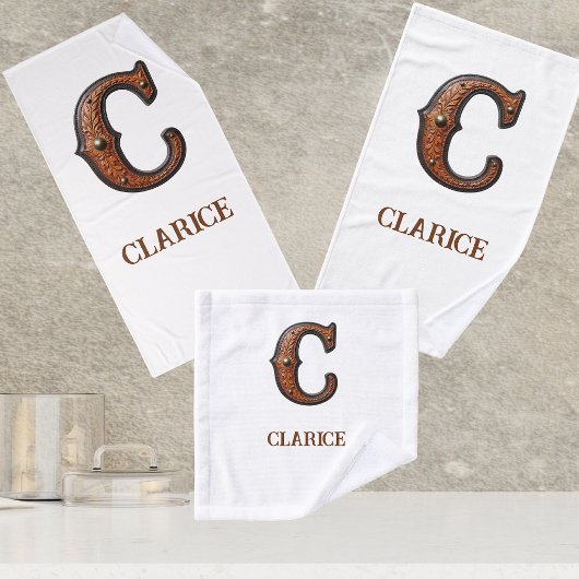 Westers Leren Initiaal Monogram C Bad Handdoek