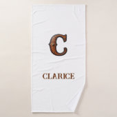 Westers Leren Initiaal Monogram C Badhanddoek (Badhanddoek)