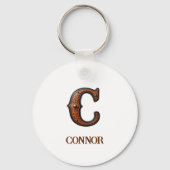 Westers Leren Initiaal Monogram C Sleutelhanger (Achterkant)
