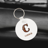 Westers Leren Initiaal Monogram C Sleutelhanger