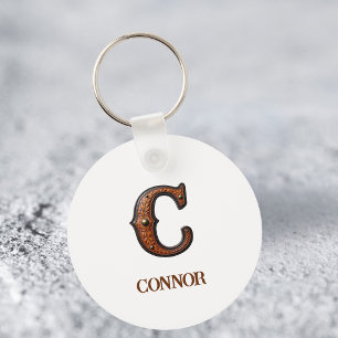 Westers Leren Initiaal Monogram C Sleutelhanger
