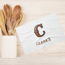 Westers Leren Initiaal Monogram C Theedoek