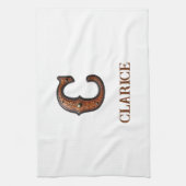 Westers Leren Initiaal Monogram C Theedoek (Verticaal)