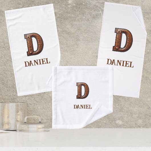 Westers Leren Initiaal Monogram D Bad Handdoek
