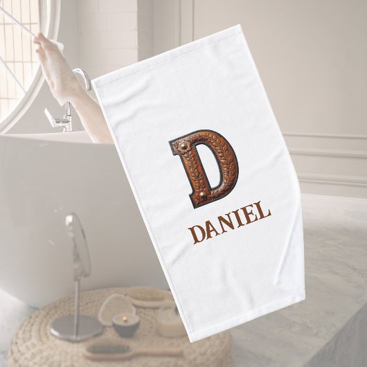 Westers Leren Initiaal Monogram D Badhanddoek