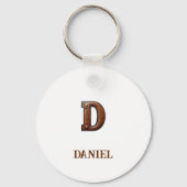 Westers Leren Initiaal Monogram D Sleutelhanger (Voorkant)