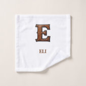 Westers Leren Initiaal Monogram E Bad Handdoek (Wasdoekje)
