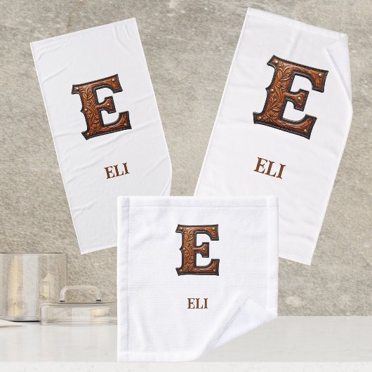Westers Leren Initiaal Monogram E Bad Handdoek