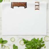 Westers Leren Initiaal Monogram E Theedoek (Gevouwen)