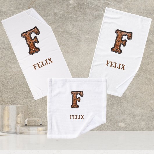 Westers Leren Initiaal Monogram F Bad Handdoek