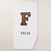 Westers Leren Initiaal Monogram F Badhanddoek (Badhanddoek)