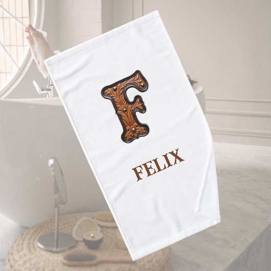 Westers Leren Initiaal Monogram F Badhanddoek