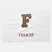 Westers Leren Initiaal Monogram F Theedoek (Horizontaal)