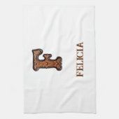 Westers Leren Initiaal Monogram F Theedoek (Verticaal)