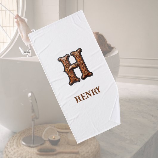 Westers Leren Initiaal Monogram H Badhanddoek