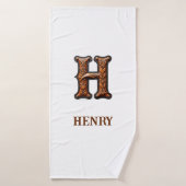 Westers Leren Initiaal Monogram H Badhanddoek (Badhanddoek)