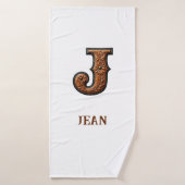 Westers Leren Initiaal Monogram J Badhanddoek (Badhanddoek)