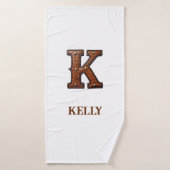 Westers Leren Initiaal Monogram K Badhanddoek (Badhanddoek)
