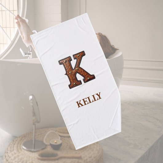 Westers Leren Initiaal Monogram K Badhanddoek
