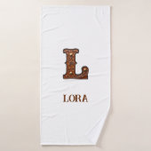 Westers Leren Initiaal Monogram L Badhanddoek (Badhanddoek)