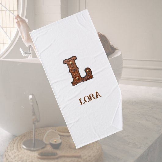 Westers Leren Initiaal Monogram L Badhanddoek