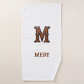 Westers Leren Initiaal Monogram M Badhanddoek (Badhanddoek)
