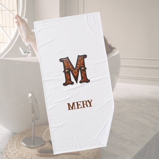 Westers Leren Initiaal Monogram M Badhanddoek