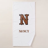Westers Leren Initiaal Monogram N Badhanddoek (Badhanddoek)