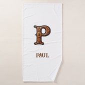 Westers Leren Initiaal Monogram P Badhanddoek (Badhanddoek)
