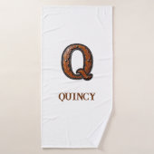 Westers Leren Initiaal Monogram Q Badhanddoek (Badhanddoek)