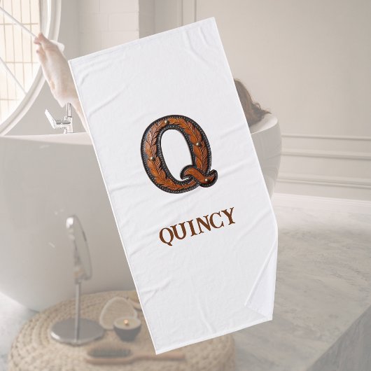 Westers Leren Initiaal Monogram Q Badhanddoek