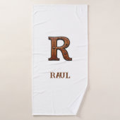 Westers Leren Initiaal Monogram R Badhanddoek (Badhanddoek)